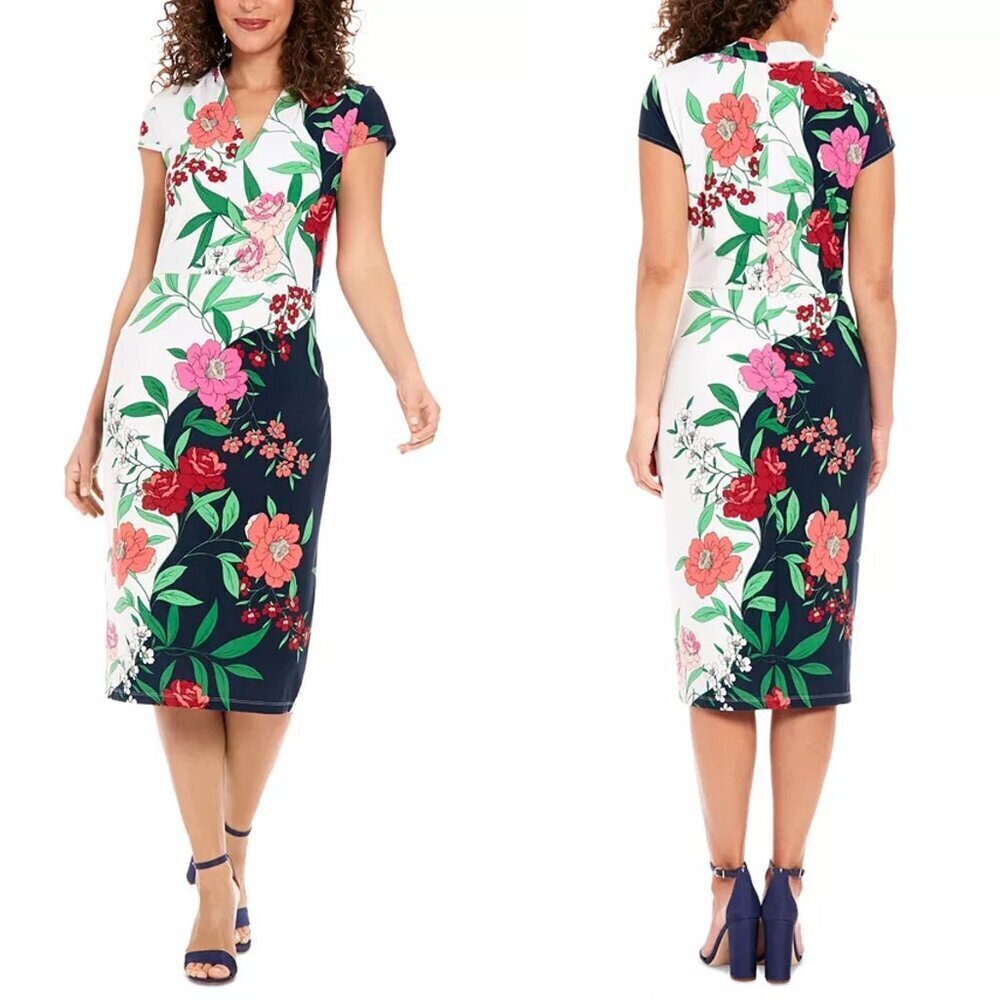 NWT New London Times V-Neck Cap-Sleeve Sheath Dress Size 22W
